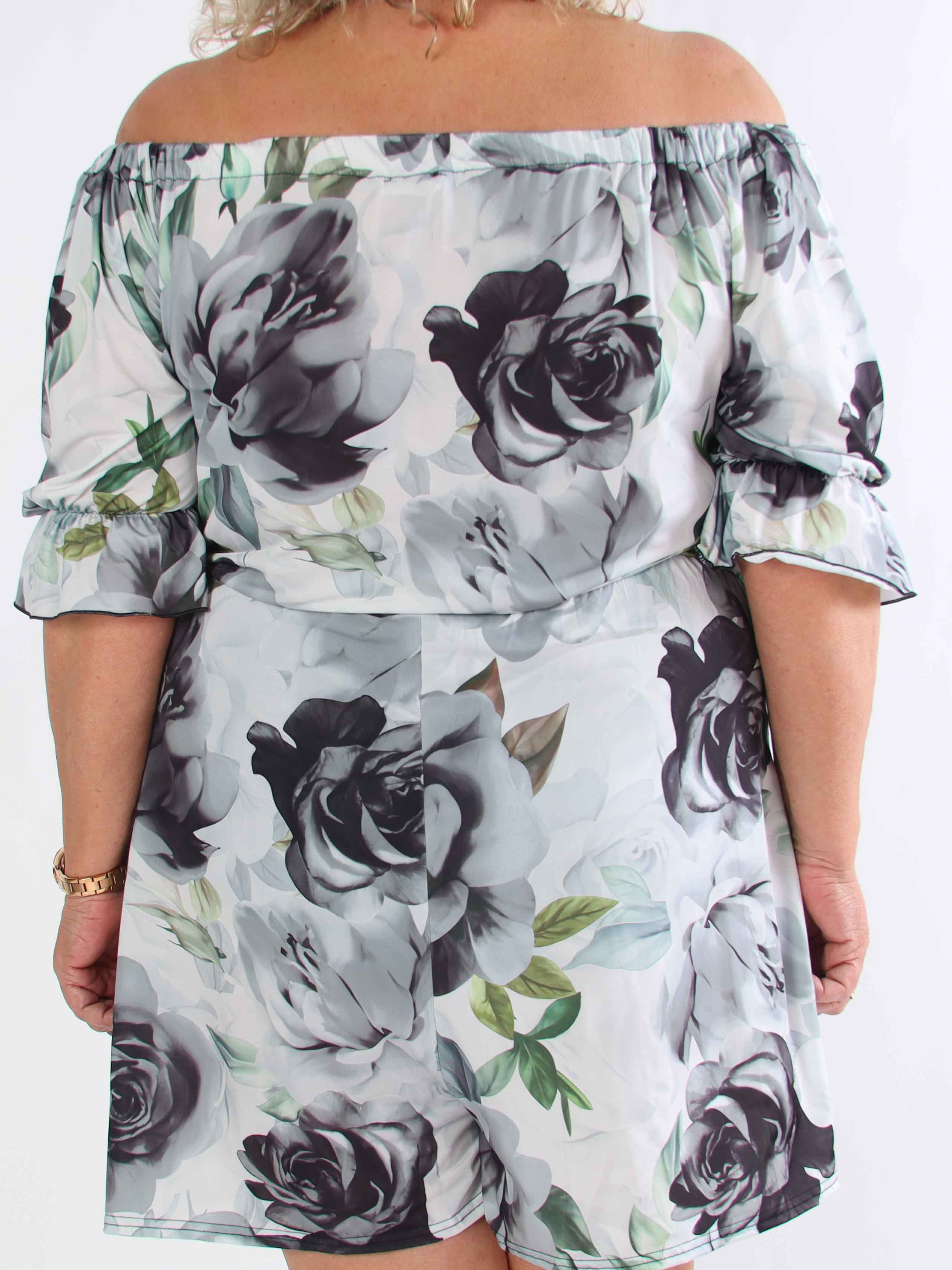 Ayla Playsuit - Elastisk plus size blommig byxdräkt